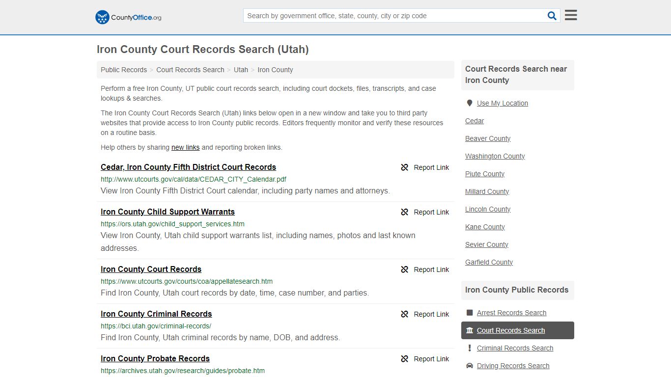 Iron County Court Records Search (Utah) - County Office