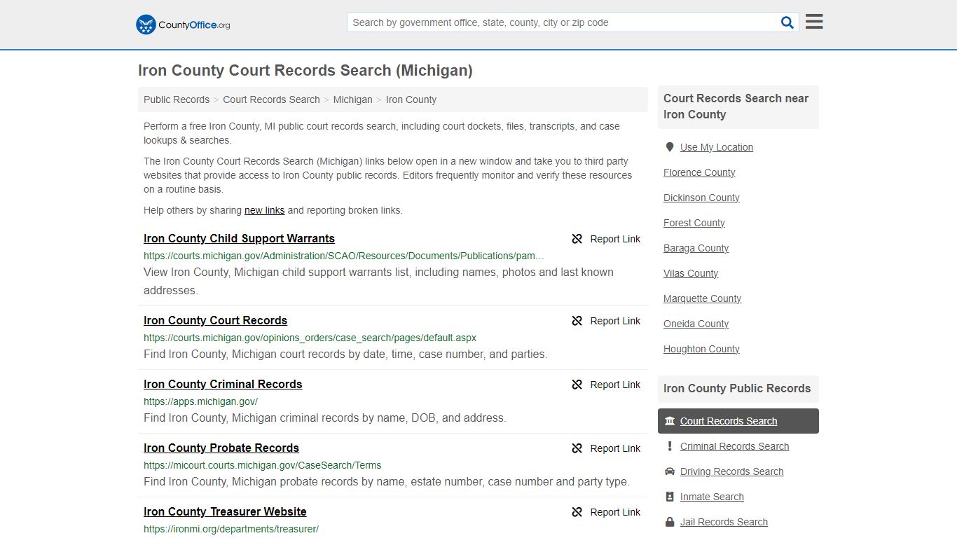 Iron County Court Records Search (Michigan) - County Office