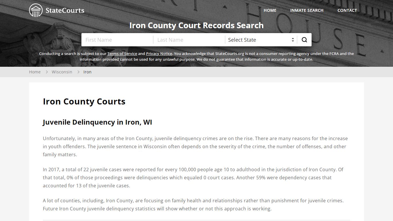 Iron County, WI Courts - Records & Cases - StateCourts